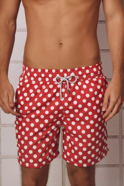 Swim Trunk Vintage Dots Hot Red - ANCORA
